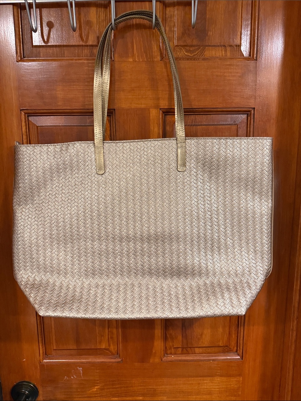Woven Metallic Tote Bag - Gold